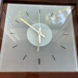 Vintage IKEA Frosted Glass Wall Clock – Minimalist Modern Design – 11” Square